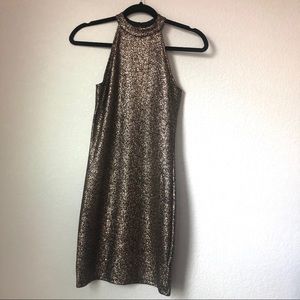 One clothing gold metallic print dress